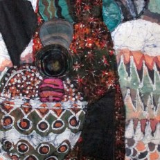 SOLD: "Walking With Treasure," batik quilt tapestry