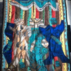 "Extended Royal Family," batik quilty tapestry (BQT)