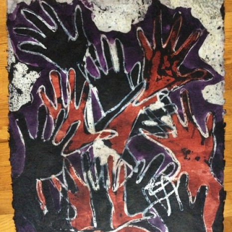 "My DNA," 26" x 20", batik on handmade paper