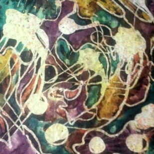 Abstract, 23" x 17", batik on handmade paper