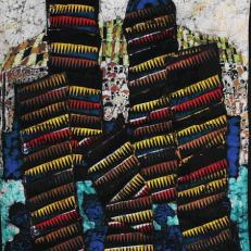 SOLD: "Igunnuko Masquerade," batik quilt tapestry
