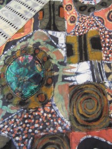 Detail of "Universal Peace Lies in Cultural Rearmament" batik quilt