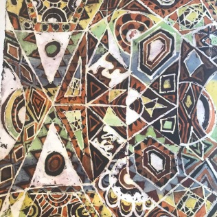 Tunde Odunlade, 2017, batik on paper, 22.5" w x 30" h